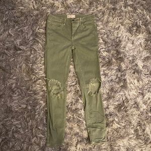 Free People “Busted Knee” Ankle Jeans